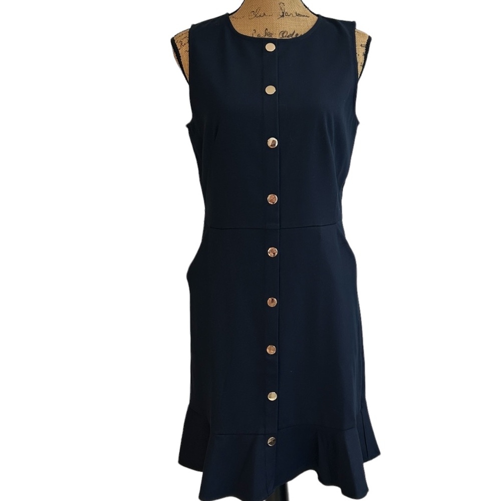 Loft Gilded Button Flounce Pocket Dress Sz 8 NWT - Picture 4 of 9